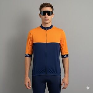 Le Col Blue Orange Short Sleeve Cycling Jersey - Large 🇮🇹